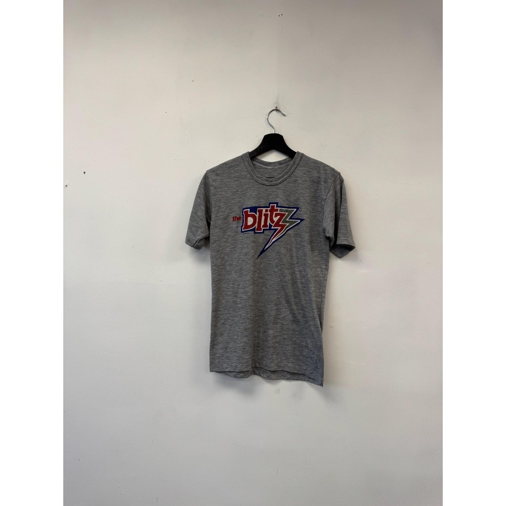 Vintage‎ Chicago Blitz Shirt XS Gray Graphic Tee USFL World Lightning Logo